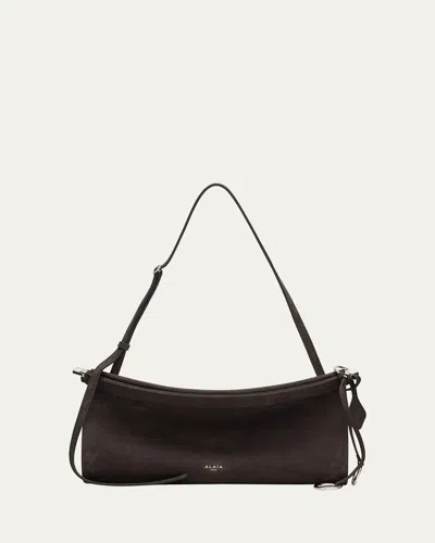 Alaïa Medium Leather Le Click East West Shoulder Bag In Brown