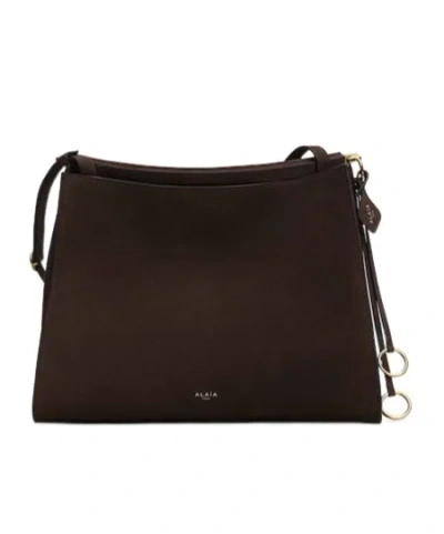 Alaïa Le Click Medium Square Bag In Nubuck In Brown