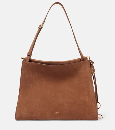 Alaïa Le Click Medium Suede Shoulder Bag In Braun