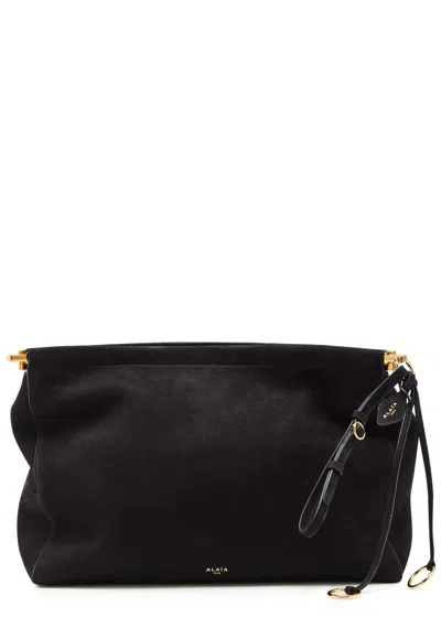 Alaïa Le Click Nubuck Clutch In Black