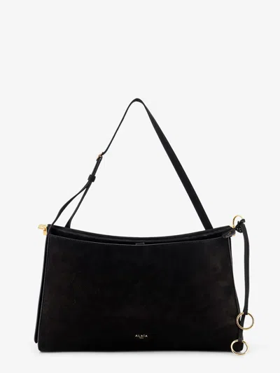 Alaïa Le Click Pocket 35 Nabuk Shoulder Bag In Black