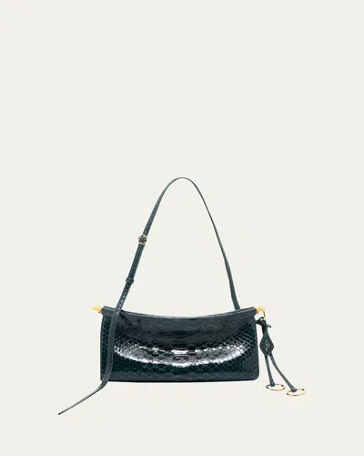 Alaïa Le Click Small Python Shoulder Bag In Blue