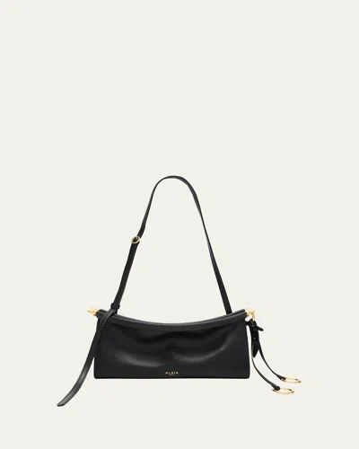Alaïa Le Click Small Shoulder Bag In Glossy Leather In 999 Noir