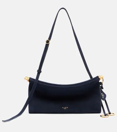 Alaïa Le Click Small Suede Shoulder Bag In Blue