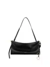Alaïa Alaia Women East West Leather Shoulder Bag With Engraved Lettering Logo In Black
