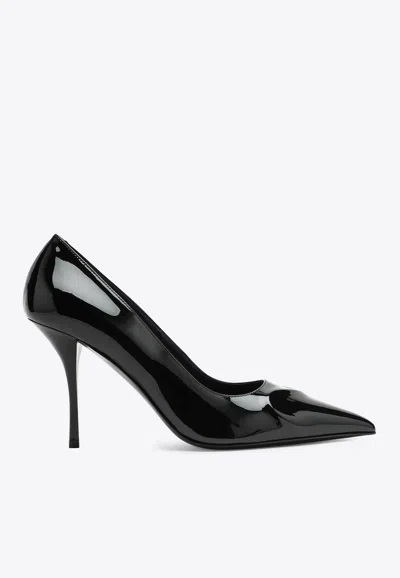 Alaïa Le Coeur 3d 90 Patent Leather Pumps In Black