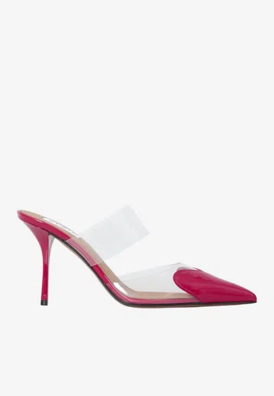 Alaïa Le Coeur 90 Pvc And Leather Mules In Red