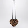 Alaïa Womens Alaia Le Coeur Leopard-pattern Brushed Leather Shoulder Bag In Black
