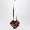 Alaïa Womens Alaia Le Coeur Leopard-pattern Brushed Leather Shoulder Bag In Black