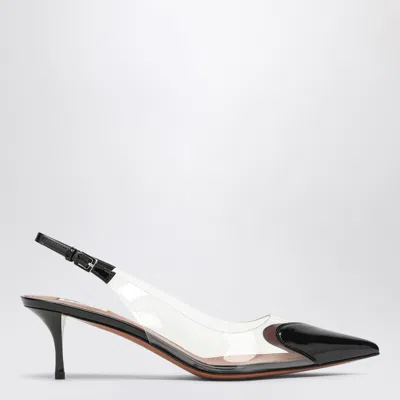 Alaïa Le Coeur Black Patent Leather High Slingback In Animal Print