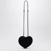 Alaïa Alaia Le Coeur Black Suede Bag With Crystals Women In Black
