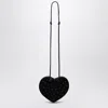 Alaïa Alaia Le Coeur Black Suede Bag With Crystals Women In Black