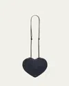 Alaïa Le Coeur Crystal-embellished Suede Cross-body Bag In 516 Bleu Denim