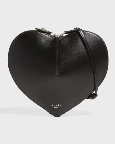 Alaïa Le Coeur Crossbody Bag In Lux Leather In Black