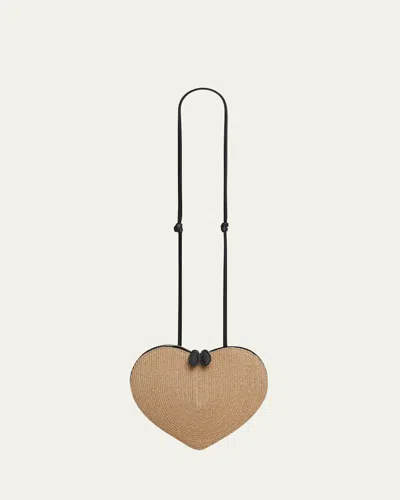 Alaïa Le Coeur Crossbody Bag In Paper Straw