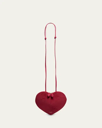 Alaïa Le Coeur Crossbody Bag In Suede In Pink