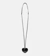 Alaïa Le Coeur Leather Bag Charm In Noir
