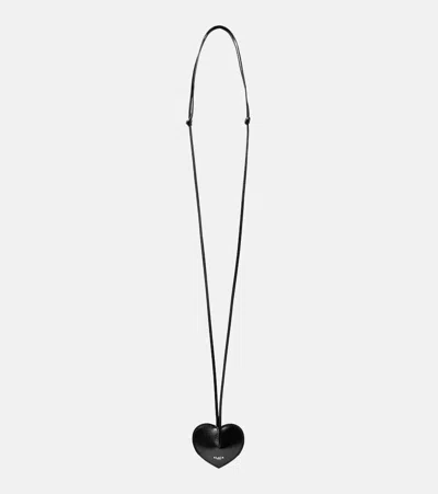 Alaïa Le Coeur Leather Bag Charm In Noir