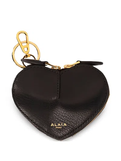 Alaïa Le Coeur Leather Coin Case In Black