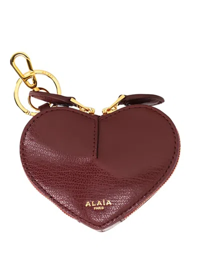 Alaïa Le Coeur Leather Coin Case In Red