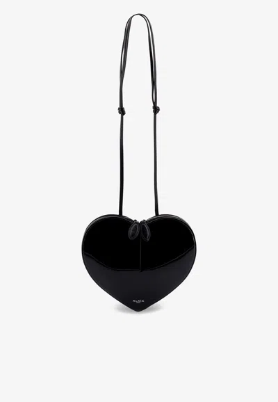 Alaïa Le Coeur Leather Crossbody Bag In Black