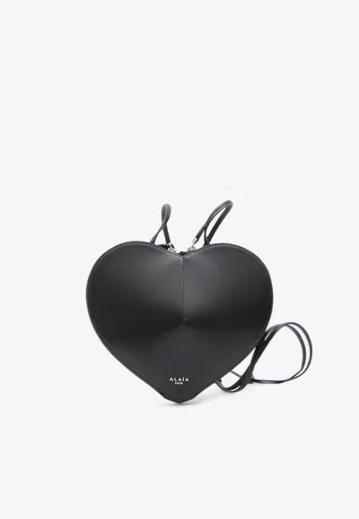 Alaïa Le Coeur Leather Crossbody Bag In Black