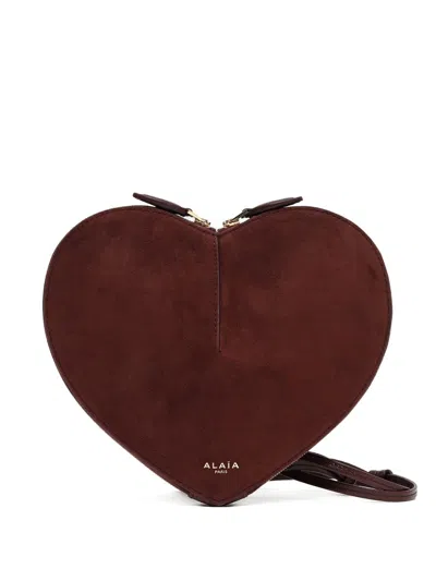 Alaïa Le Coeur Leather Crossbody Bag In Red