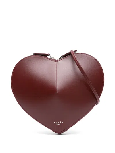 Alaïa Le Coeur Leather Crossbody Bag In Red