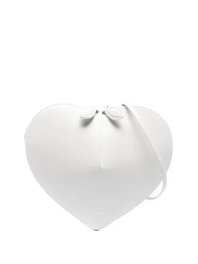 Alaïa Le Coeur Leather Crossbody Bag In White