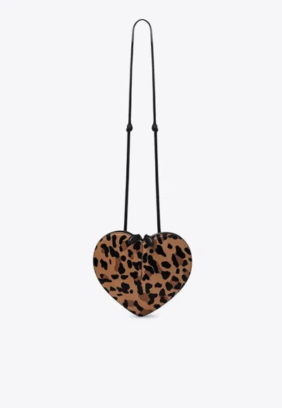 Alaïa Le Coeur Leopard Print Crossbody Bag In Multi