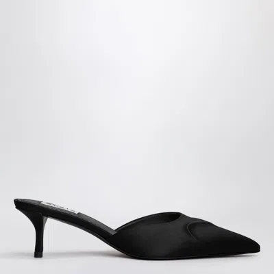 Alaïa Le Coeur Mule In Black Satin