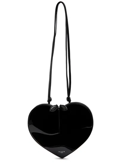 Alaïa Le Coeur Patent Leather Cross-body Bag In Black