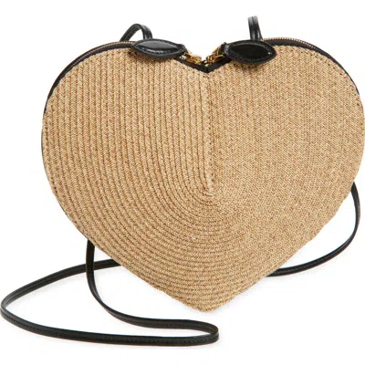 Alaïa Le Coeur Raffia Crossbody Bag In Brown