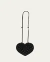Alaïa Le Coeur Crystal-embellished Suede Cross-body Bag In Noir