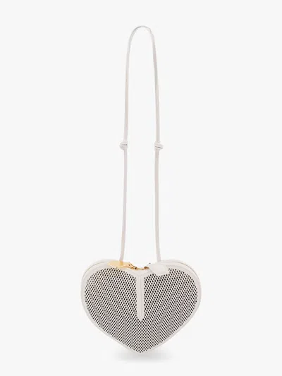 Alaïa Le Coeur Shoulder Bag In Leather With Fishnet Motif In White
