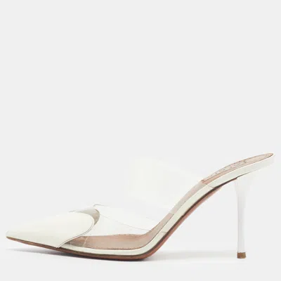 Pre-owned Alaïa Le Coeur Size 38 Cream Patent Leather And Pvc Mules In White