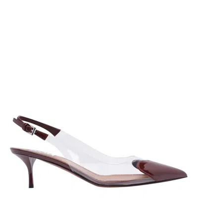 Alaïa Coeur 55 Dark Red Patent Slingbacks