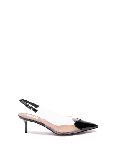 Alaïa Le Coeur Black Patent Leather High Slingback In Animal Print