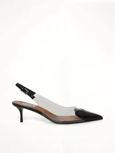Alaïa Le Coeur Black Patent Leather High Slingback In Animal Print