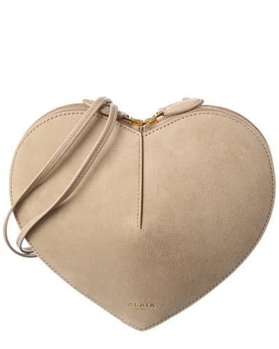 Alaïa Alaia Le Coeur Suede & Leather Crossbody In Gray