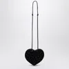 Alaïa Alaia Le Coeur Black Suede Bag With Crystals Women In Black