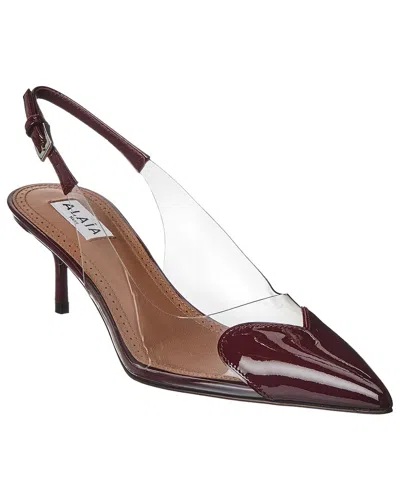 Alaïa Coeur 55 Dark Red Patent Slingbacks