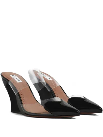 Alaïa Le Coeur Wedge Mules In Black