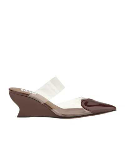 Alaïa Le Coeur Wedge Mules In Burgundy
