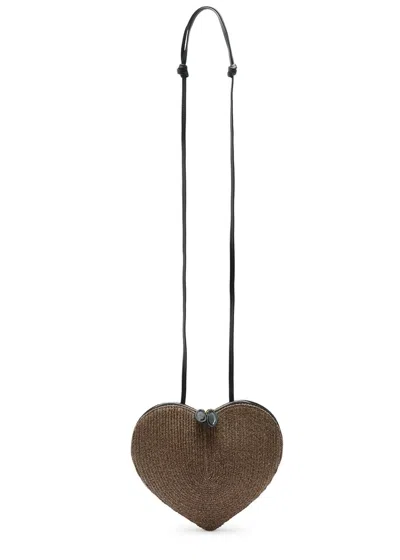 Alaïa Le Coeur Woven Cross-body Bag In Brown