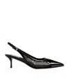 Alaïa Le Coeur 55 Mesh And Patent-leather Slingback Pumps In Black