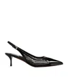 Alaïa Le Coeur 55 Mesh And Patent-leather Slingback Pumps In Black