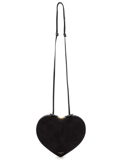 Alaïa Le Couer Suede And Leather Cross-body Bag In Black