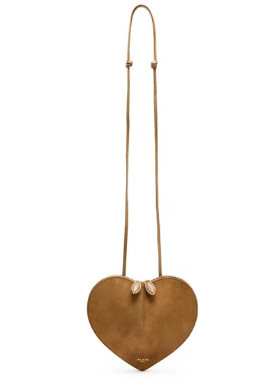 Alaïa Le Couer Suede And Leather Cross-body Bag In Brown