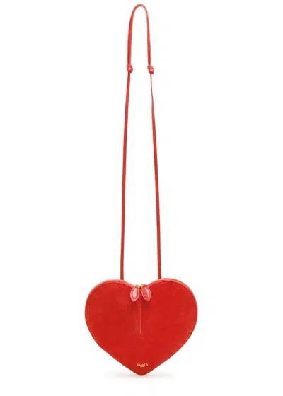 Alaïa Le Couer Suede And Leather Cross-body Bag In Orange